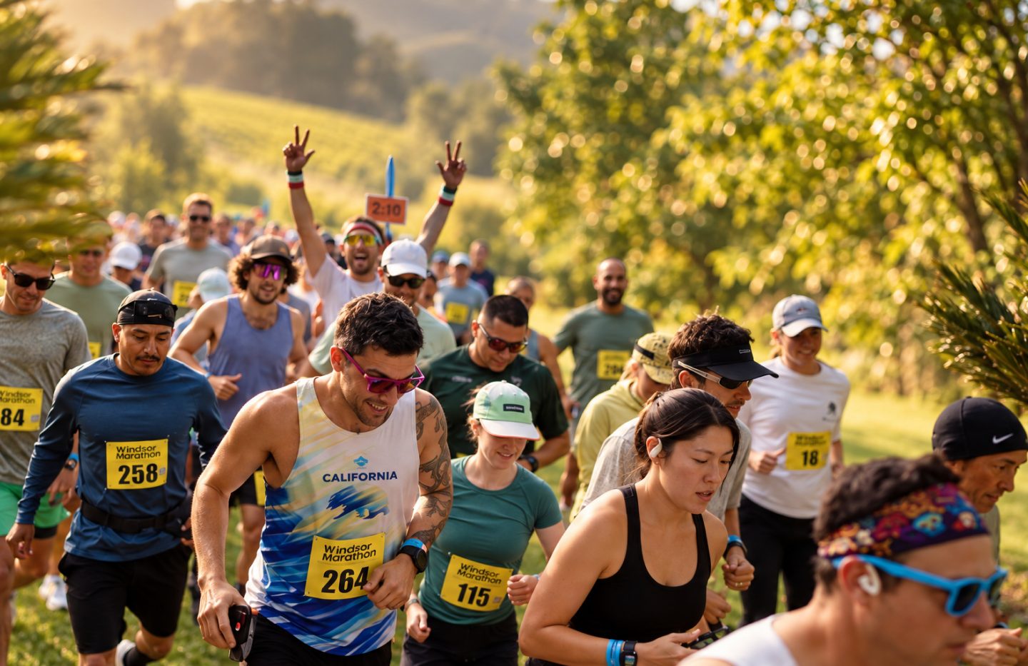 Runners setting off from the start line at Quintessa